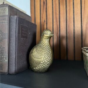 Brass Quail Figurine Decorative Accent - Gold